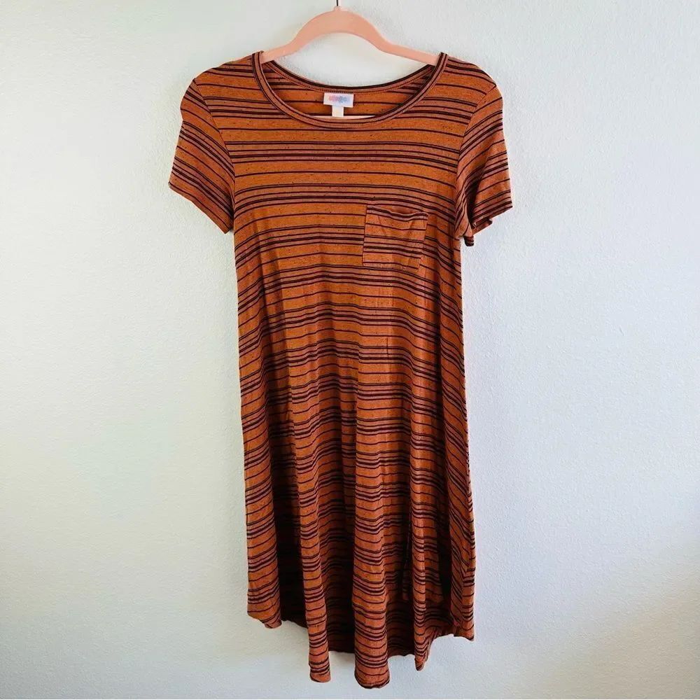 Lularoe Orange Black Striped Dress